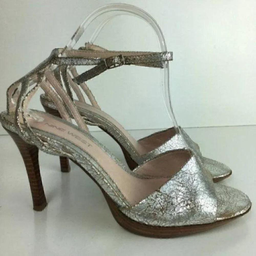 Nine West Heels Size 8 Nwmagnar Crackled Leather